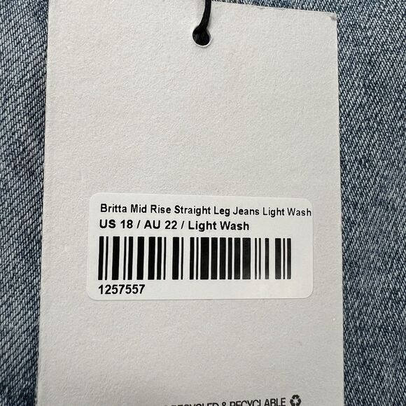 Princess Polly Britta Jeans NWT Women’s 18 Blue Mid Rise Straight Leg - Picture 4 of 12